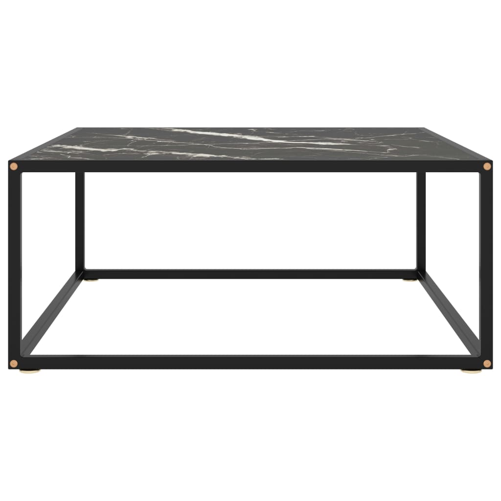 Coffee Table Black with Black Marble Glass 80x80x35 cm
