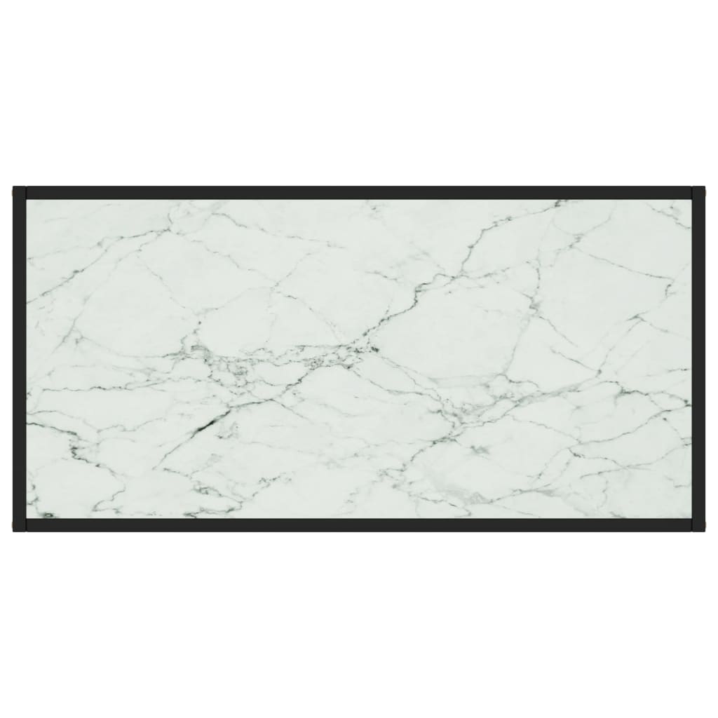 Coffee Table Black with White Marble Glass 100x50x35 cm