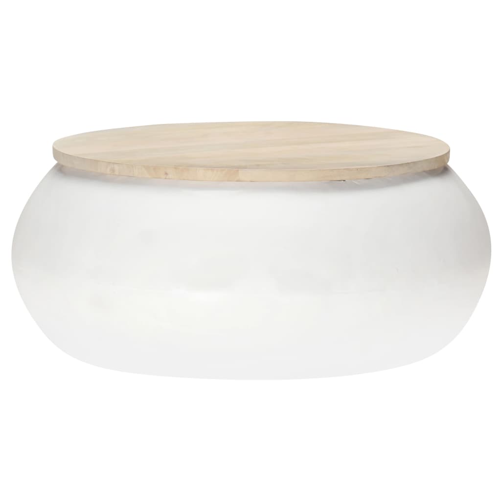 Coffee Table White 68x68x30 cm Solid Mango Wood