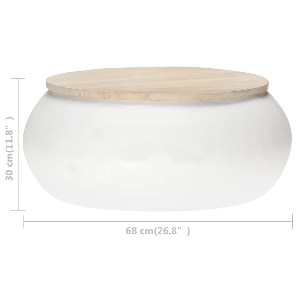 Coffee Table White 68x68x30 cm Solid Mango Wood