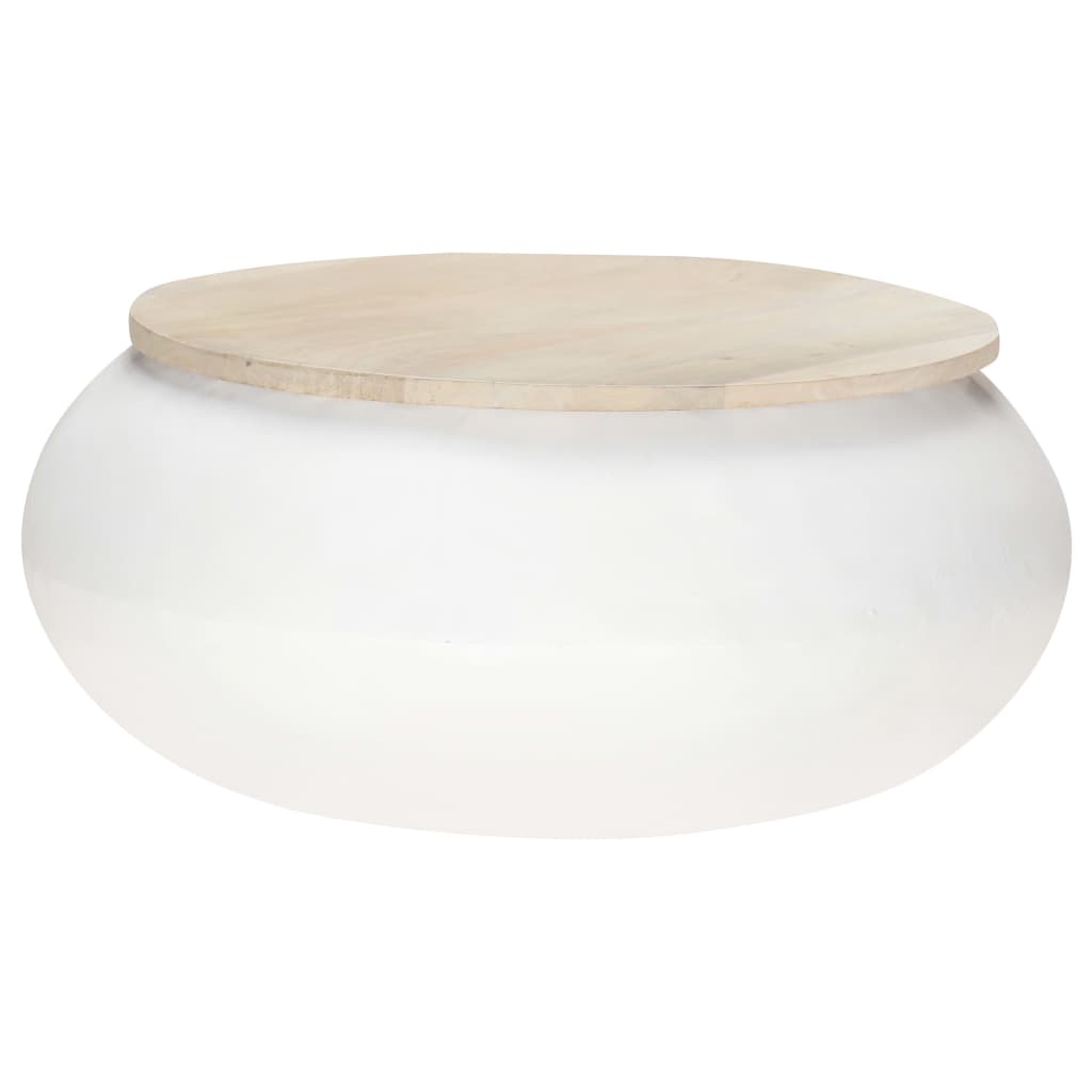 Coffee Table White 68x68x30 cm Solid Mango Wood