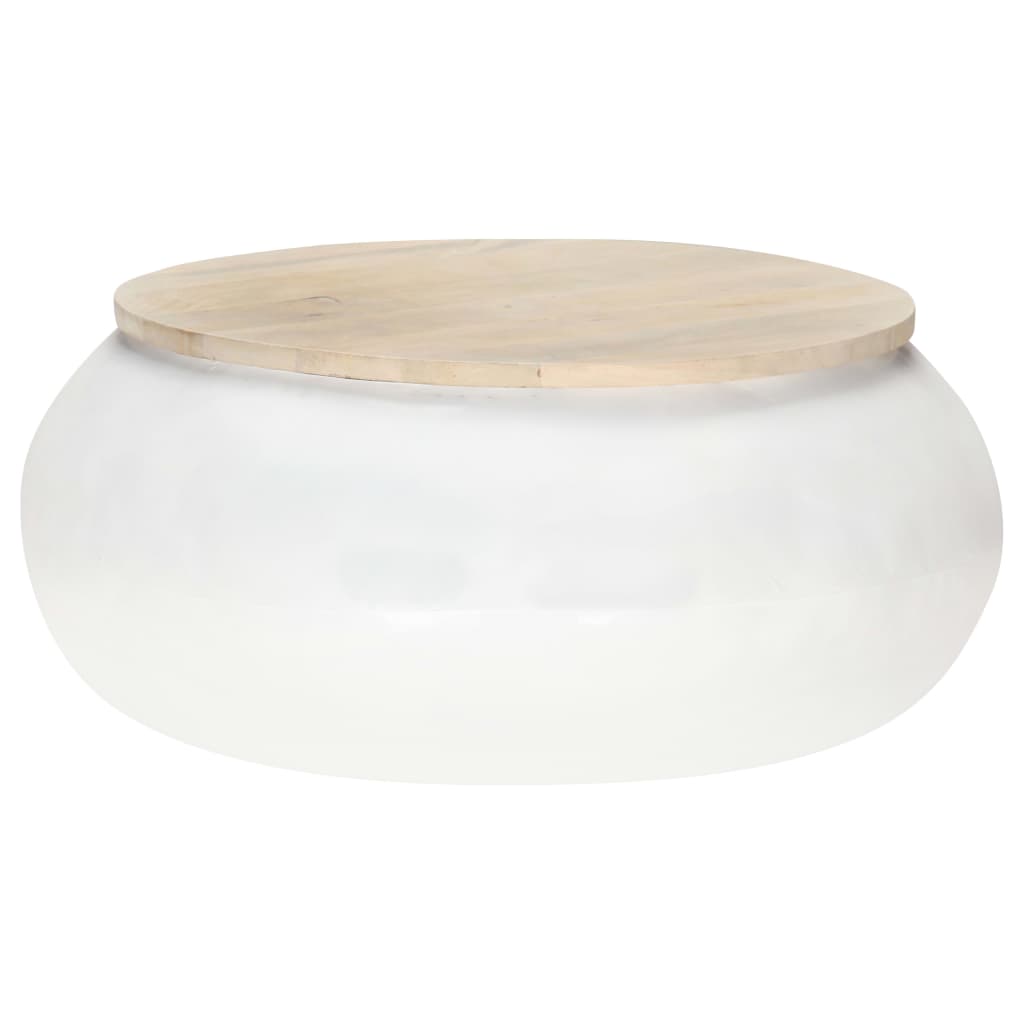 Coffee Table White 68x68x30 cm Solid Mango Wood
