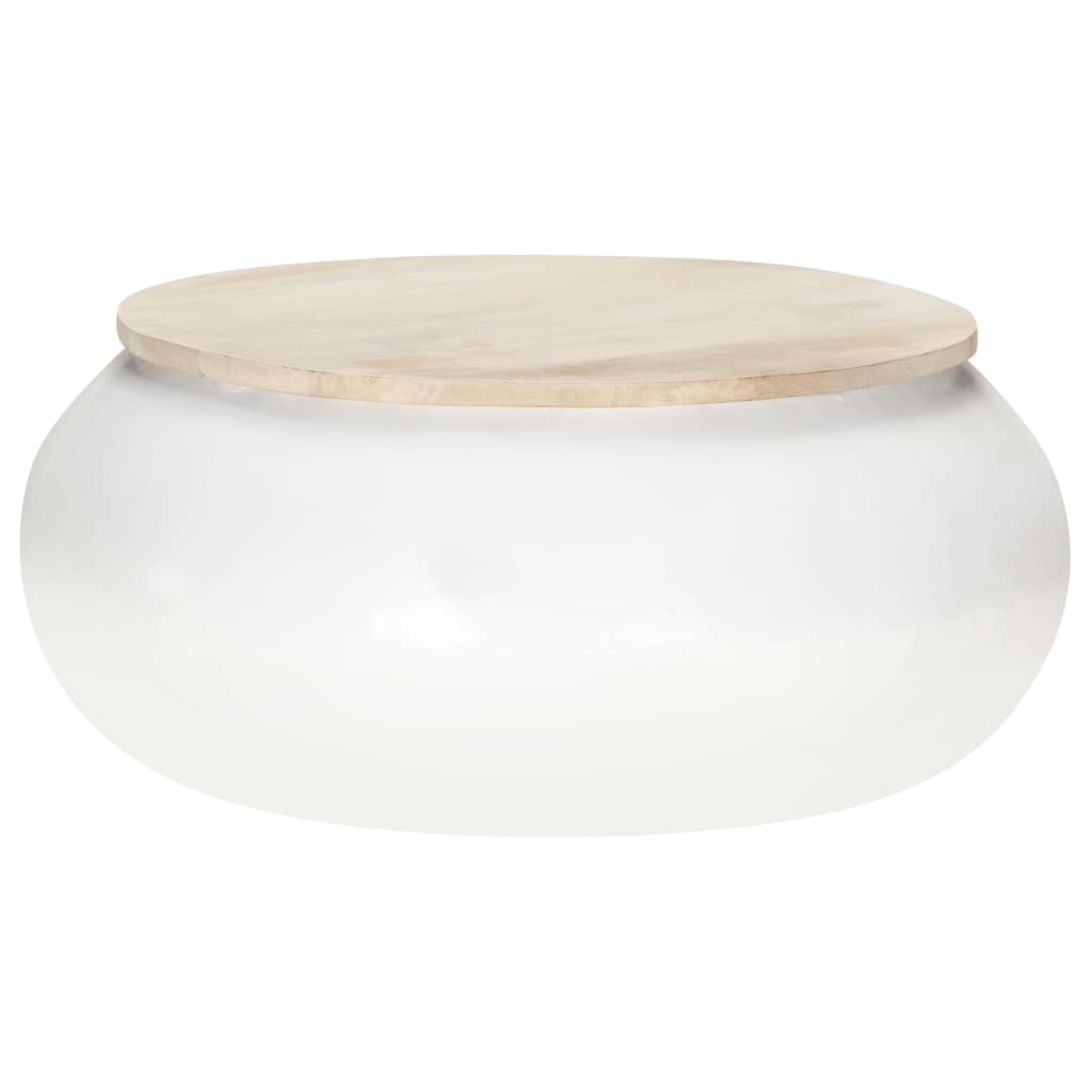Coffee Table White 68x68x30 cm Solid Mango Wood
