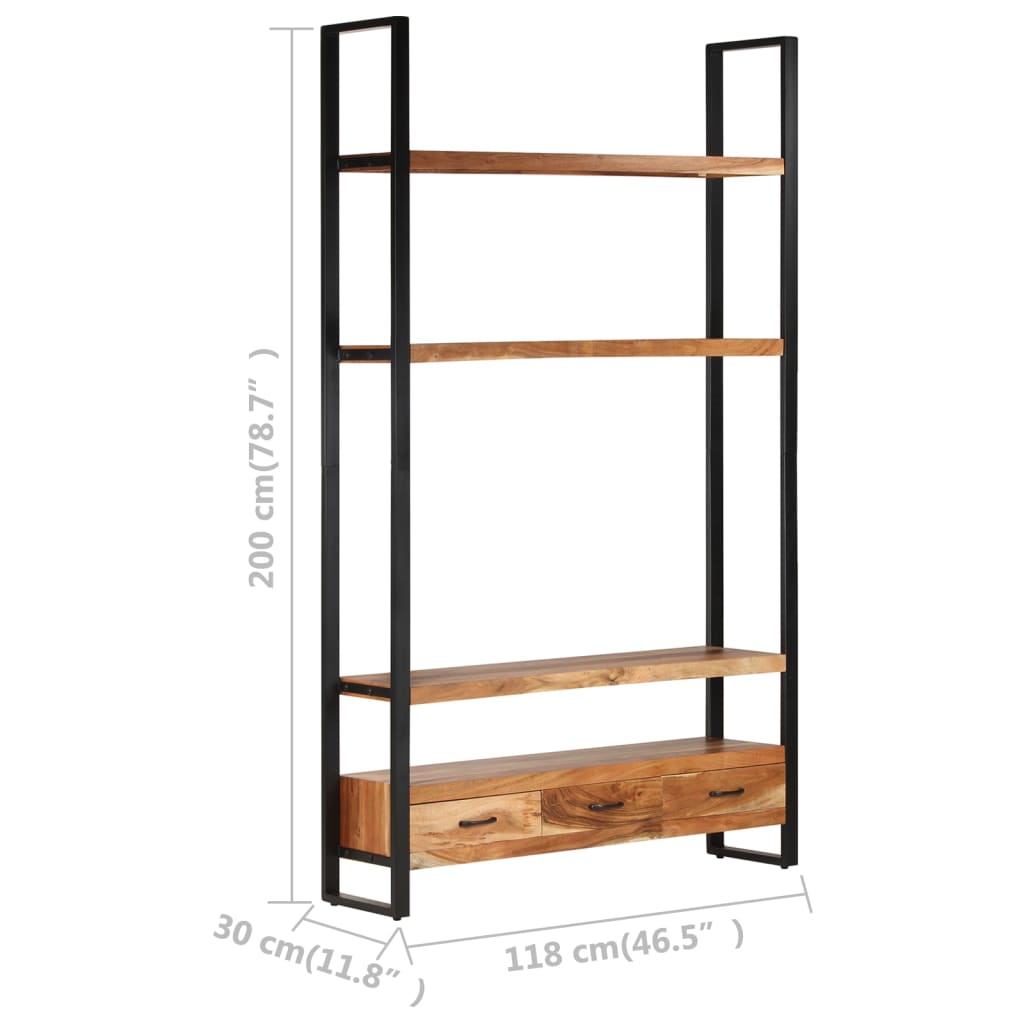 Bookshelf 118x30x200 cm Solid Acacia Wood