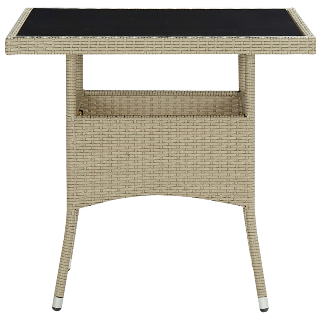 Outdoor Patio Square Poly Rattan Garden Dining Table With Glass Top Outside Tables