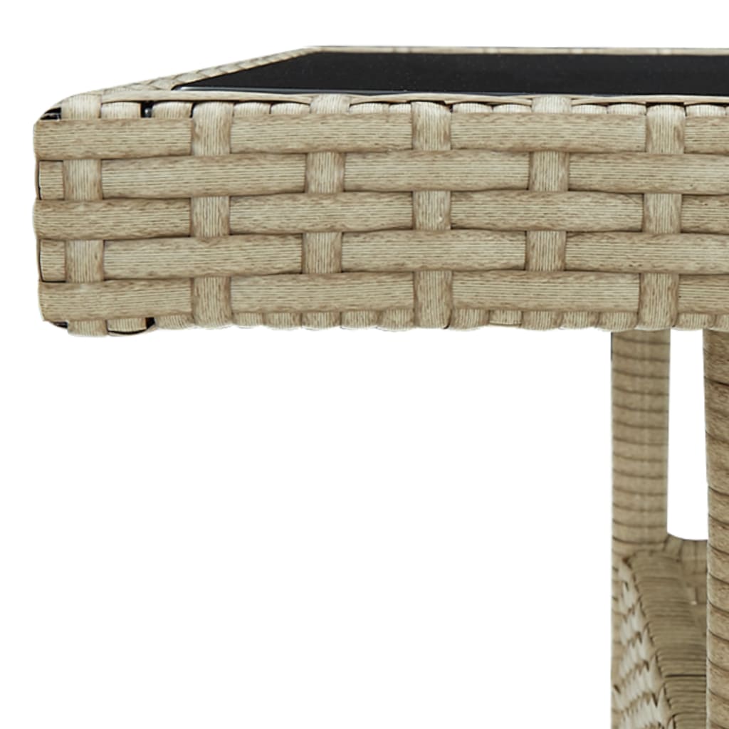 Outdoor Patio Square Poly Rattan Garden Dining Table With Glass Top Outside Tables
