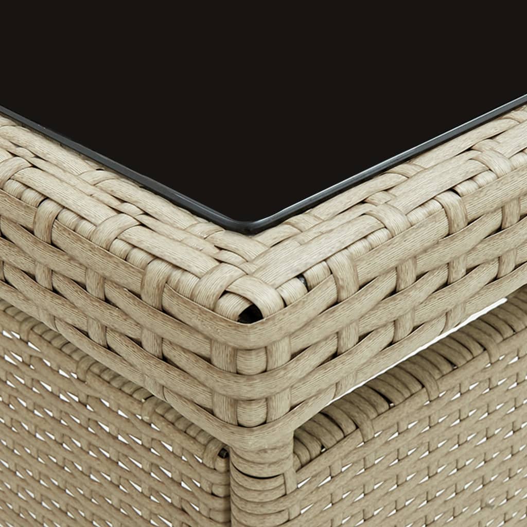 Outdoor Patio Square Poly Rattan Garden Dining Table With Glass Top Outside Tables