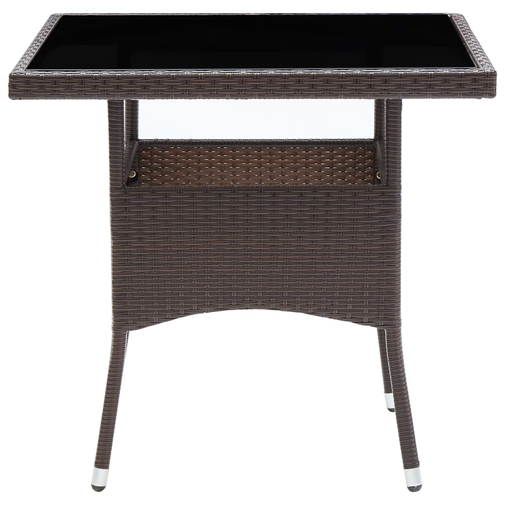 Outdoor Patio Square Poly Rattan Garden Dining Table With Glass Top Outside Tables