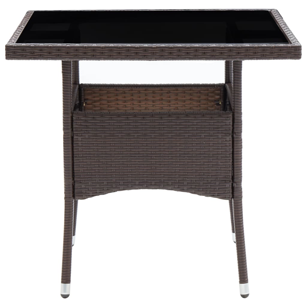 Outdoor Patio Square Poly Rattan Garden Dining Table With Glass Top Outside Tables
