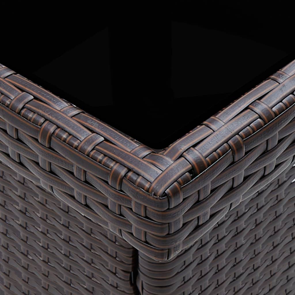 Outdoor Patio Square Poly Rattan Garden Dining Table With Glass Top Outside Tables