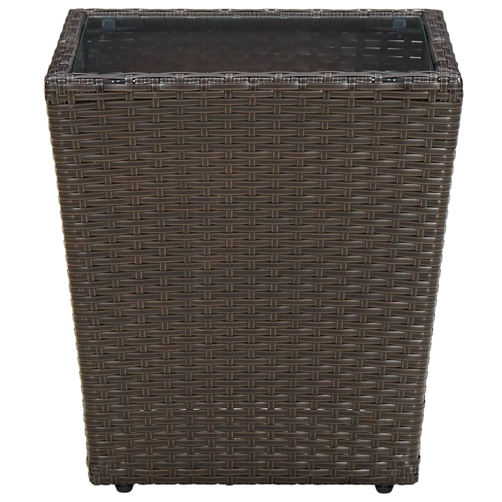 Outdoor Patio Poly Rattan Square Garden Coffee Tea Table With Glass Top Tables