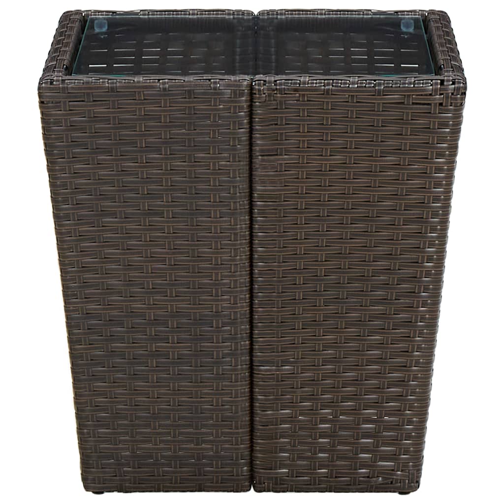 Outdoor Patio Poly Rattan Square Garden Coffee Tea Table With Glass Top Tables