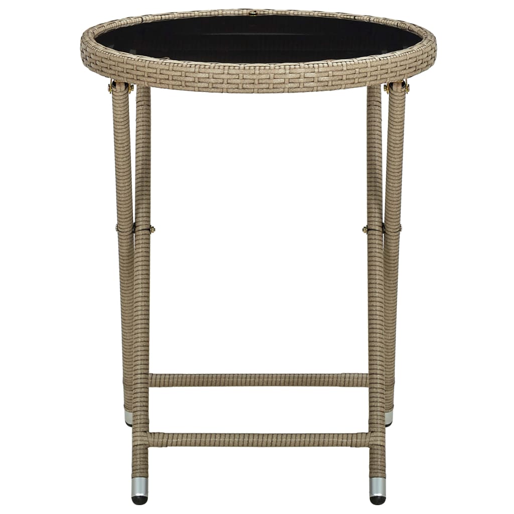 Outdoor Patio Poly Rattan Foldable Garden Tea Coffee Table Glass Top Balcony Tables