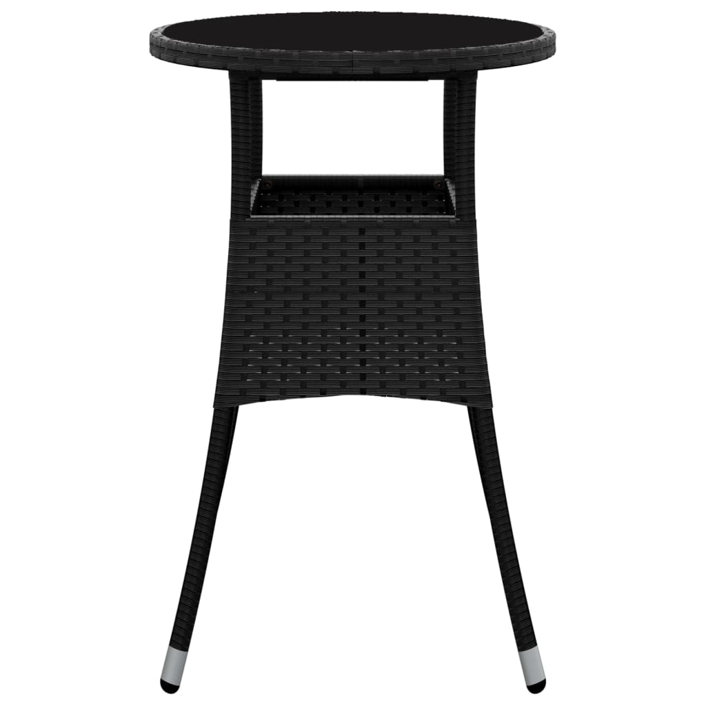 Outdoor Patio Poly Rattan Round Garden Bistro Table With Glass Top Outside Tables