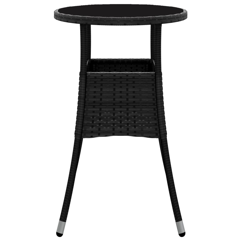 Outdoor Patio Poly Rattan Round Garden Bistro Table With Glass Top Outside Tables