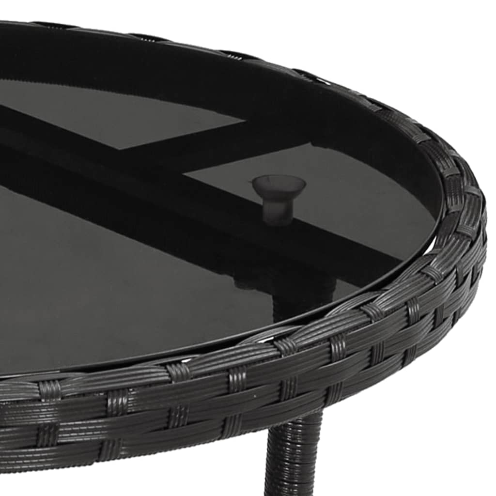Outdoor Patio Poly Rattan Round Garden Bistro Table With Glass Top Outside Tables