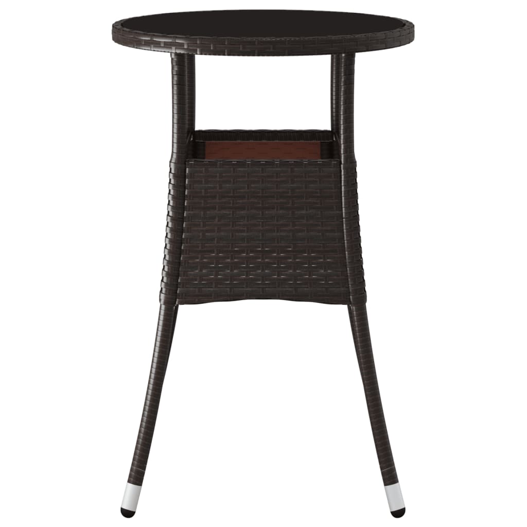 Outdoor Patio Poly Rattan Round Garden Bistro Table With Glass Top Outside Tables