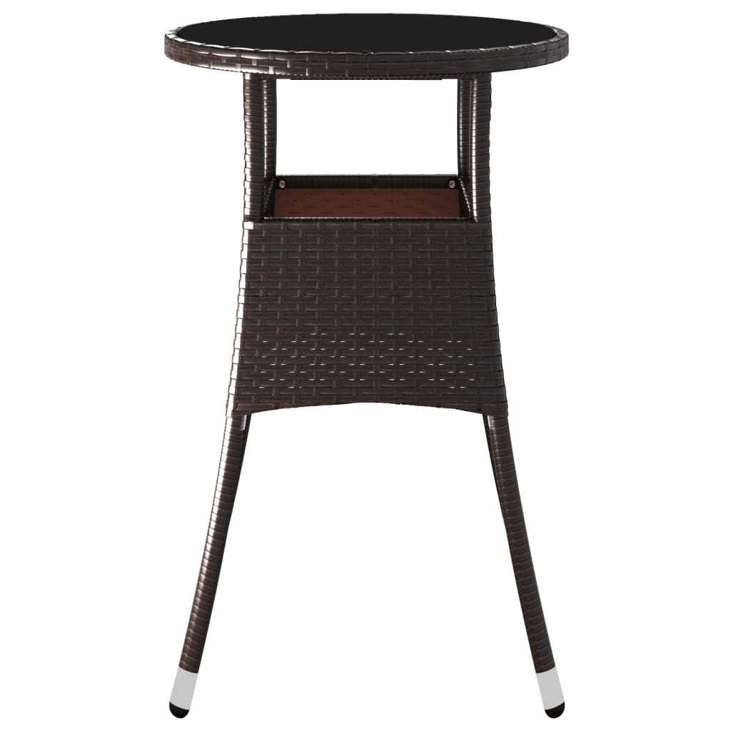 Outdoor Patio Poly Rattan Round Garden Bistro Table With Glass Top Outside Tables