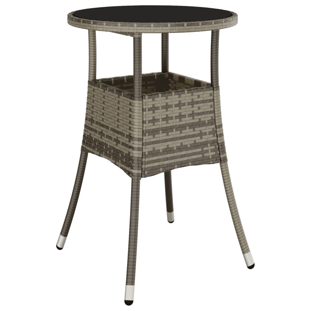 Outdoor Patio Poly Rattan Round Garden Bistro Table With Glass Top Outside Tables