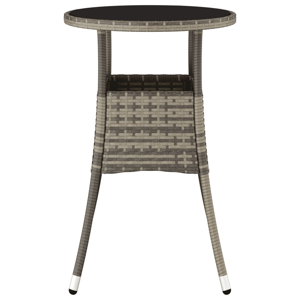 Outdoor Patio Poly Rattan Round Garden Bistro Table With Glass Top Outside Tables