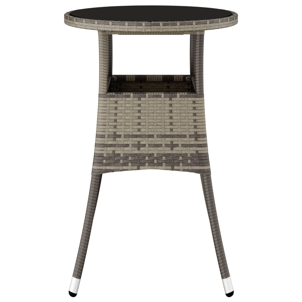 Outdoor Patio Poly Rattan Round Garden Bistro Table With Glass Top Outside Tables