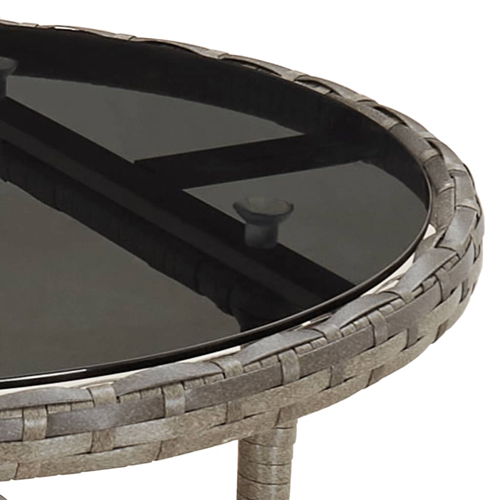 Outdoor Patio Poly Rattan Round Garden Bistro Table With Glass Top Outside Tables