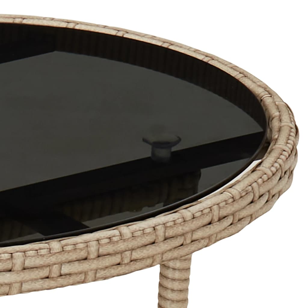 Outdoor Patio Poly Rattan Round Garden Bistro Table With Glass Top Outside Tables
