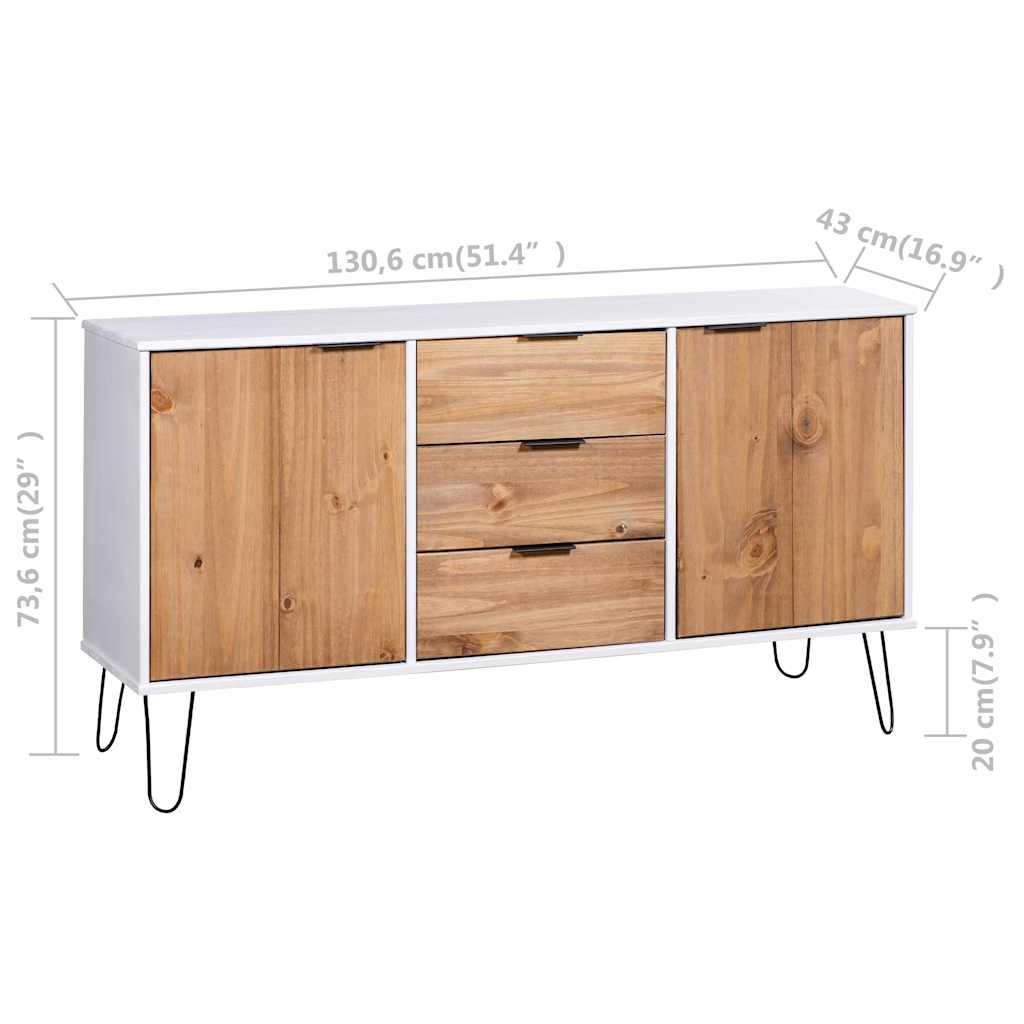 Sideboard New York 130.6 x 43 x 73.6 cm Solid pine wood