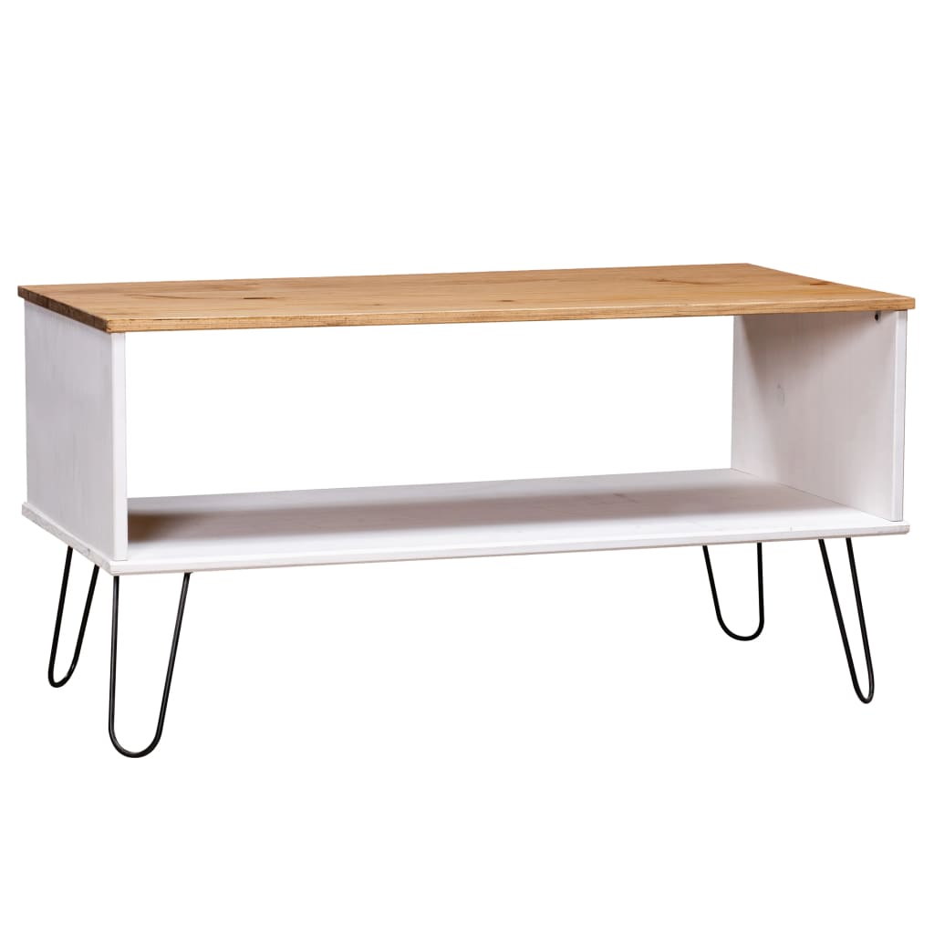 Coffee Table New York White and Light Wood Solid Pine Wood