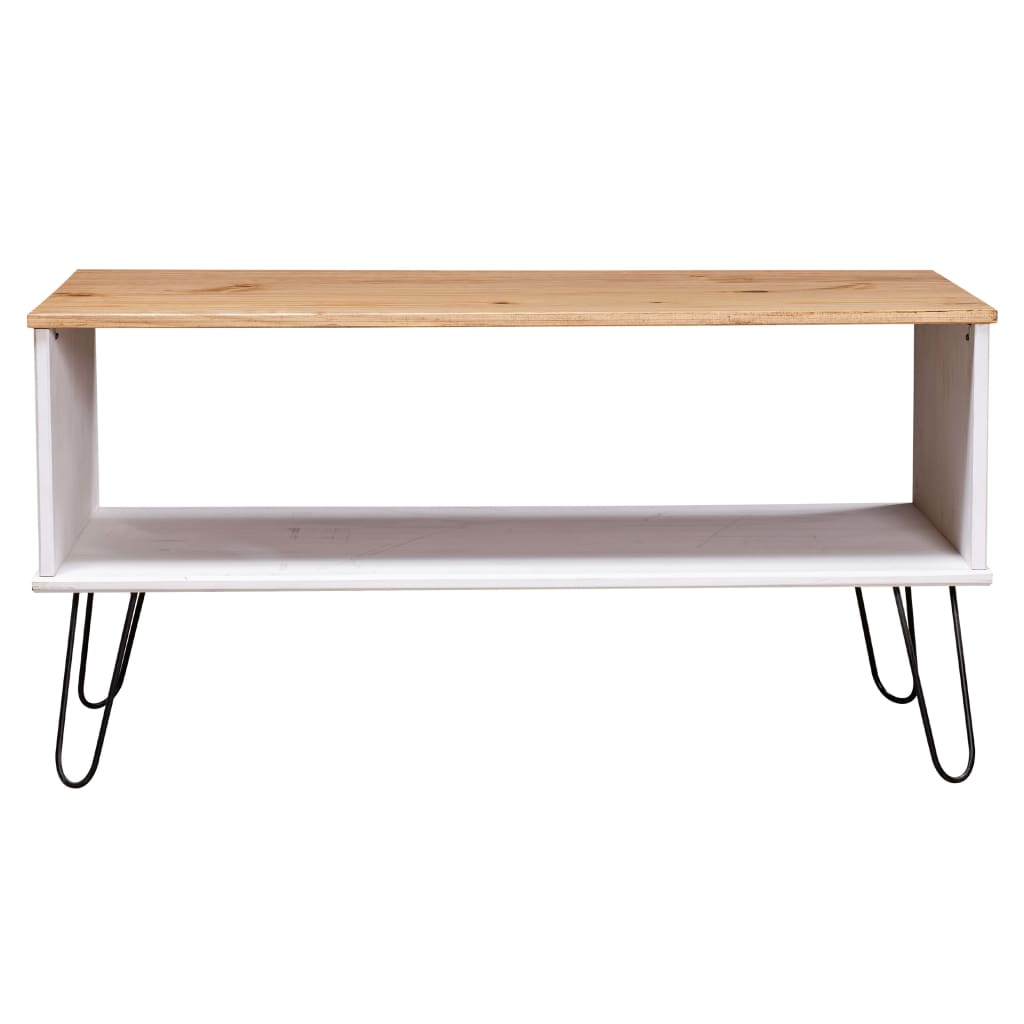 Coffee Table New York White and Light Wood Solid Pine Wood