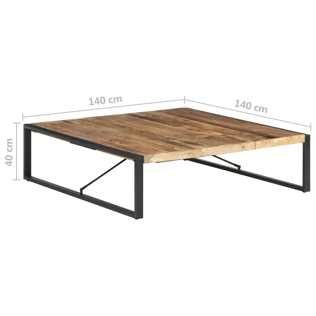 Coffee Table 140x140x40 cm Rough Mango Wood