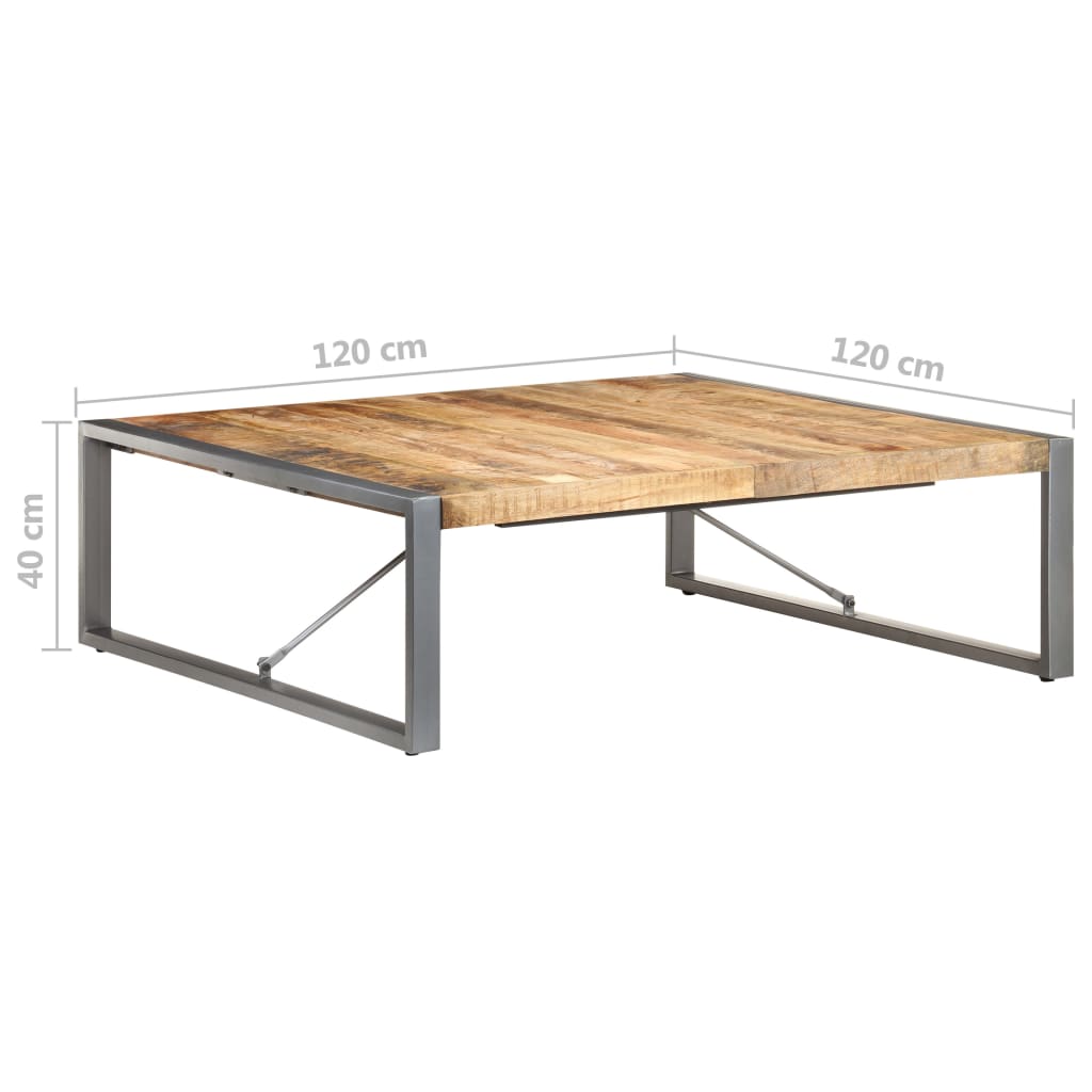 Coffee Table 120x120x40 cm Rough Mango Wood