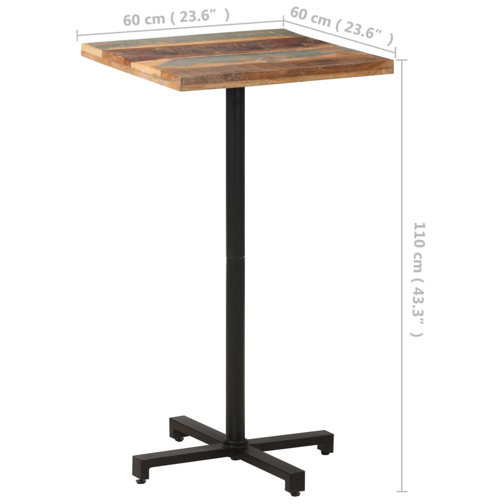 Bistro Table Square 60x60x110 cm Solid Reclaimed Wood