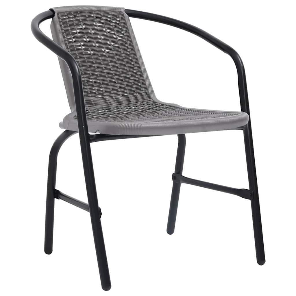 vidaXL Garden Chair | Set of 4 | Black | Plastic rattan, steel | Standard