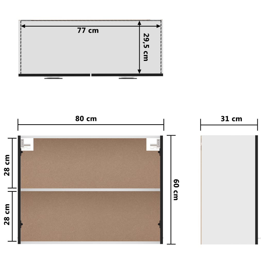 Modern Wooden Wall Mounted 2 Door Kitchen Storage Cabinet Unit