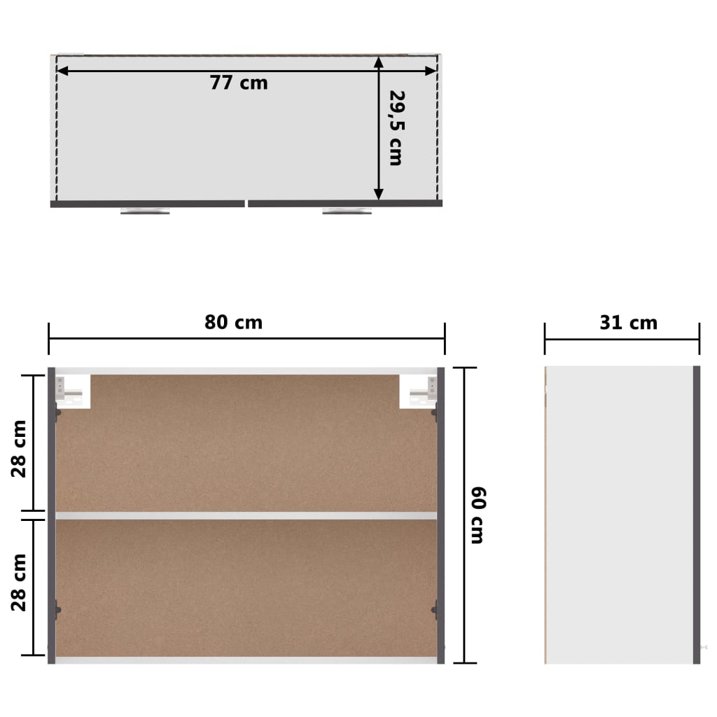 Modern Wooden Wall Mounted 2 Door Kitchen Storage Cabinet Unit