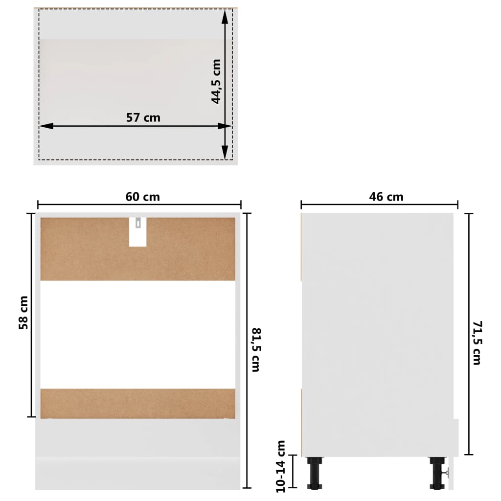 Oven Cabinet Riga White 60x46x81.5 cm Engineered Wood