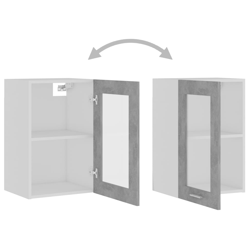 Hanging Glass Cabinet Concrete Grey 40x31x60 cm Engineered Wood