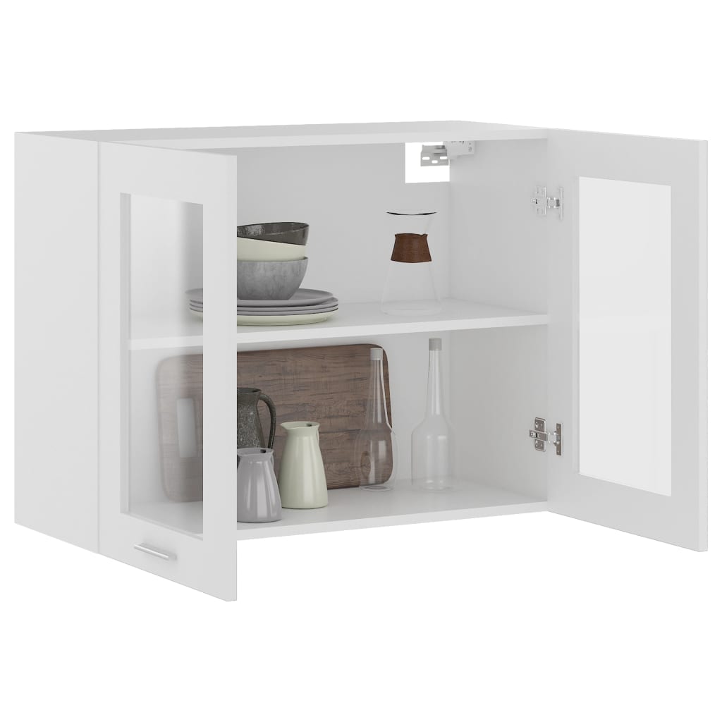Modern Wooden 2 Door Hanging Glass Wall Mounted Kitchen Storage Cabinet Unit
