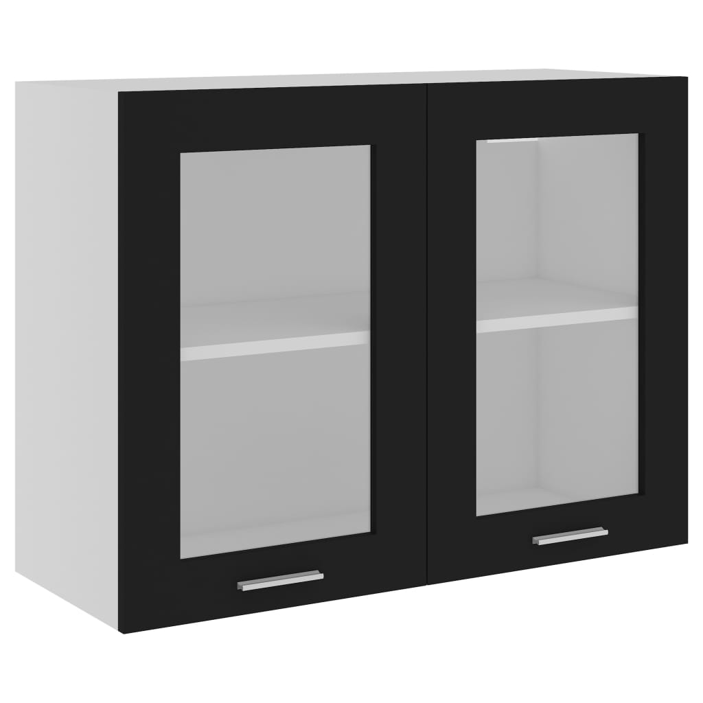 Modern Wooden 2 Door Hanging Glass Wall Mounted Kitchen Storage Cabinet Unit