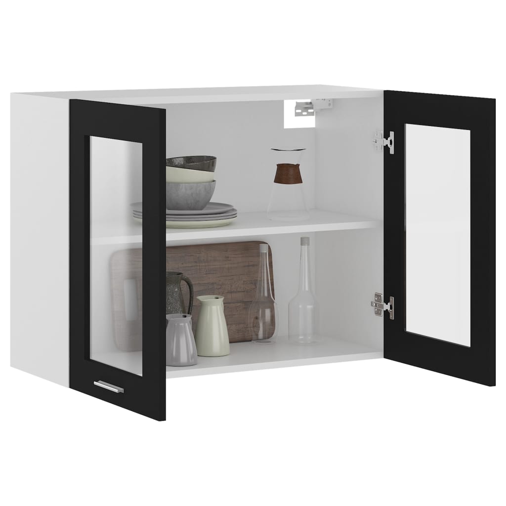 Modern Wooden 2 Door Hanging Glass Wall Mounted Kitchen Storage Cabinet Unit
