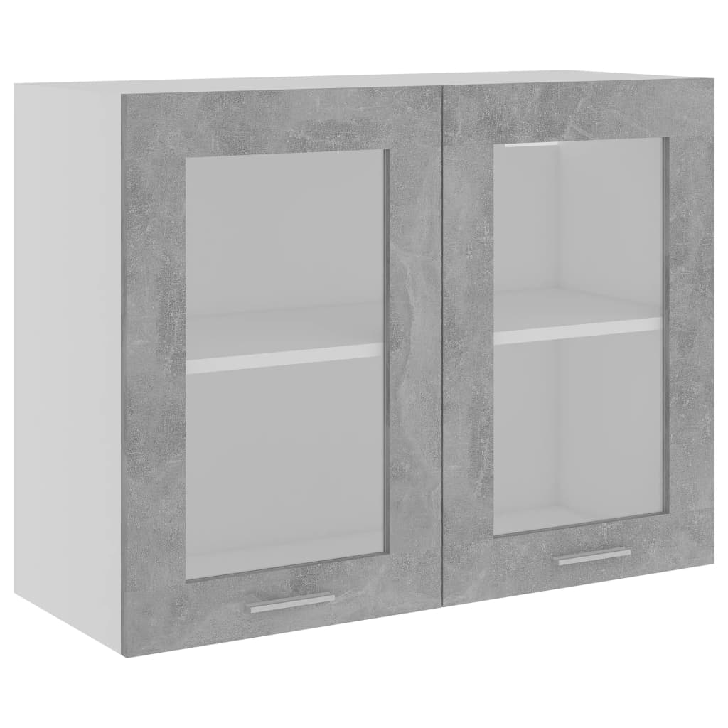 Modern Wooden 2 Door Hanging Glass Wall Mounted Kitchen Storage Cabinet Unit