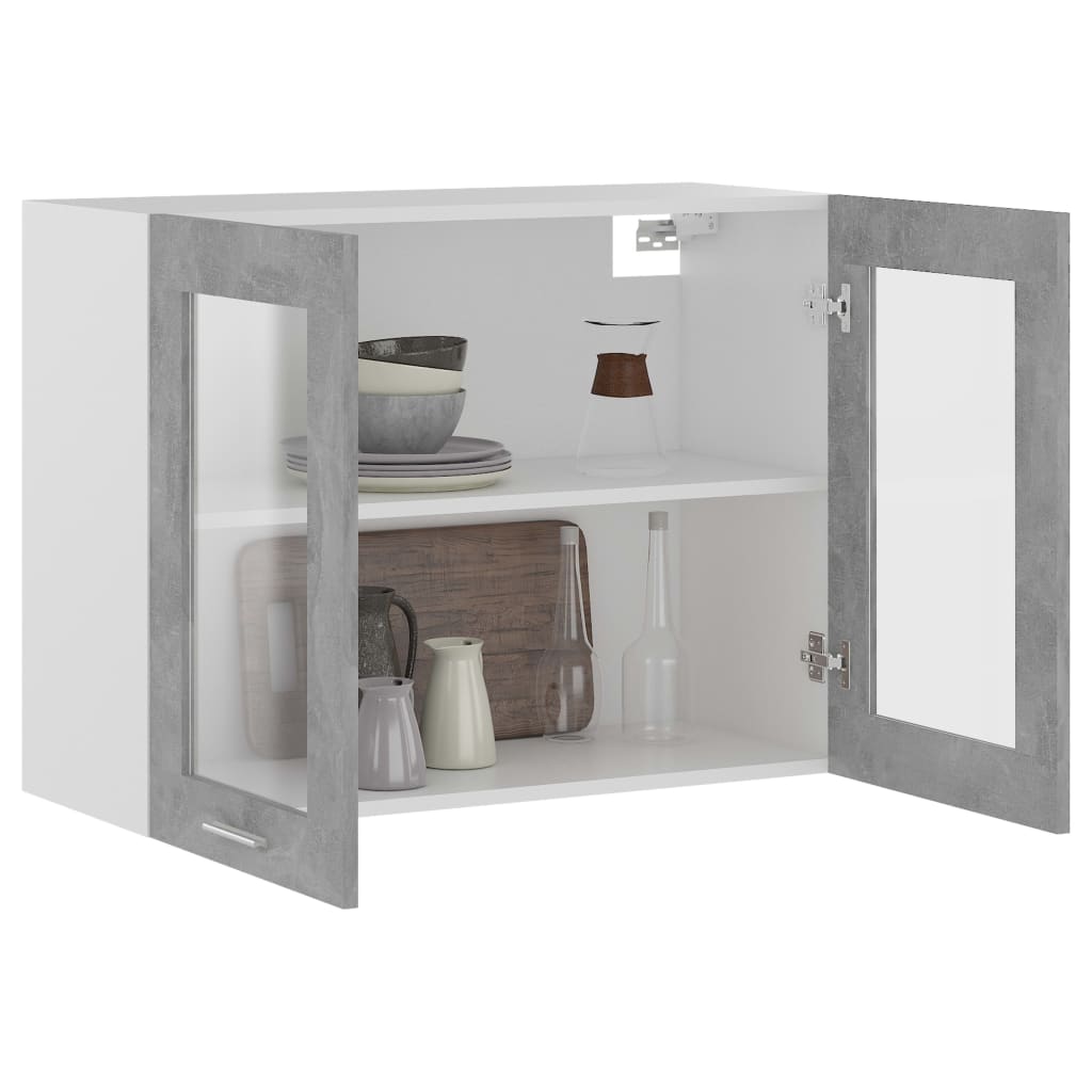 Modern Wooden 2 Door Hanging Glass Wall Mounted Kitchen Storage Cabinet Unit