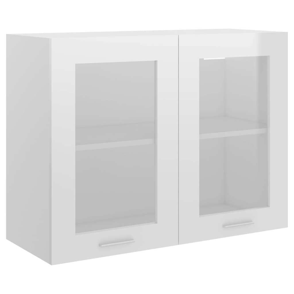 Modern Wooden 2 Door Hanging Glass Wall Mounted Kitchen Storage Cabinet Unit