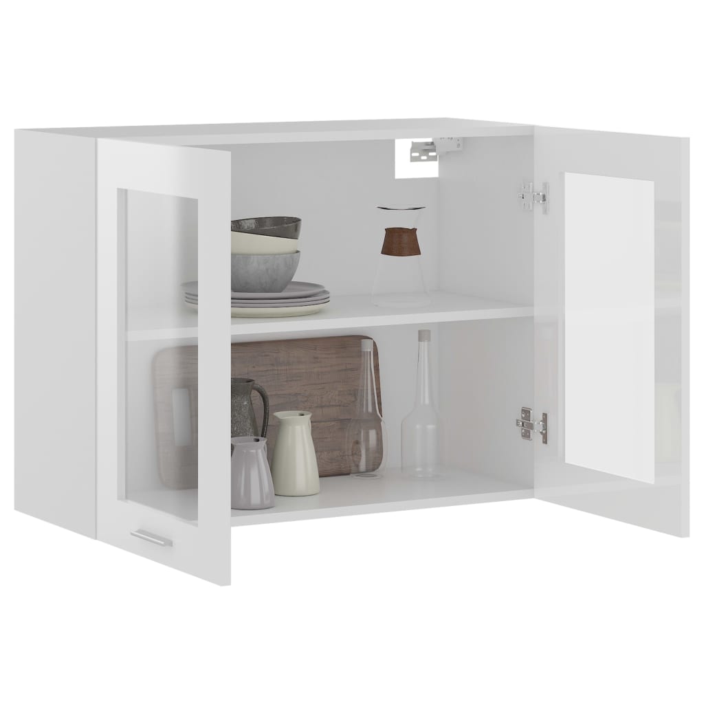 Modern Wooden 2 Door Hanging Glass Wall Mounted Kitchen Storage Cabinet Unit