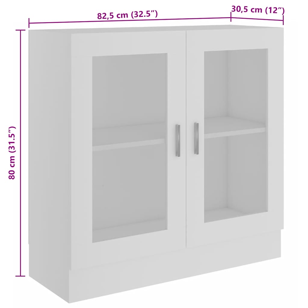 Modern Wooden 2 Glass Doors Vitrine Storage Cabinet Dining Room Unit