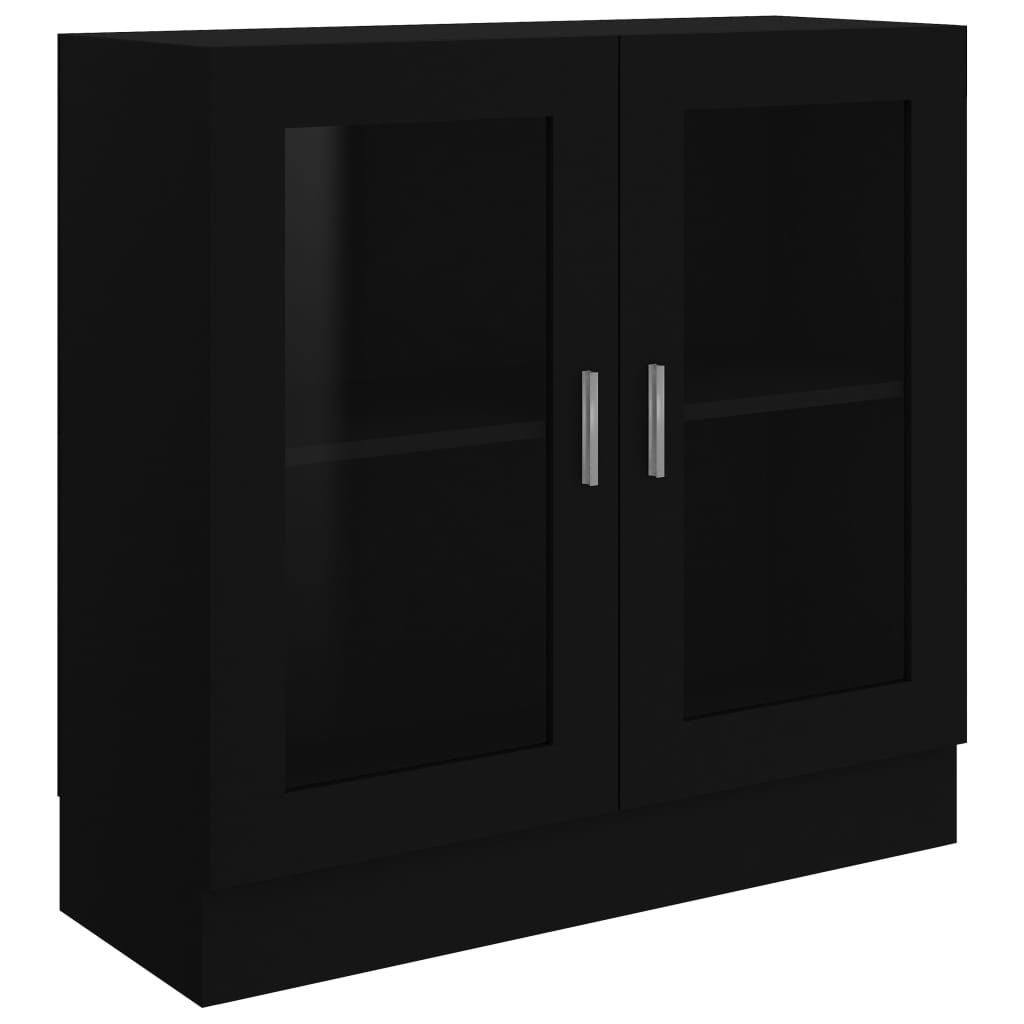 Modern Wooden 2 Glass Doors Vitrine Storage Cabinet Dining Room Unit