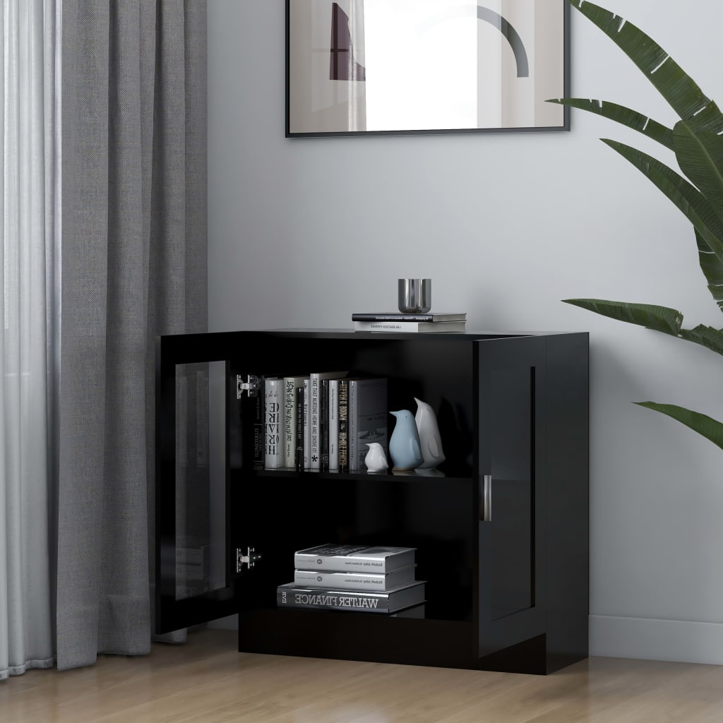 Modern Wooden 2 Glass Doors Vitrine Storage Cabinet Dining Room Unit
