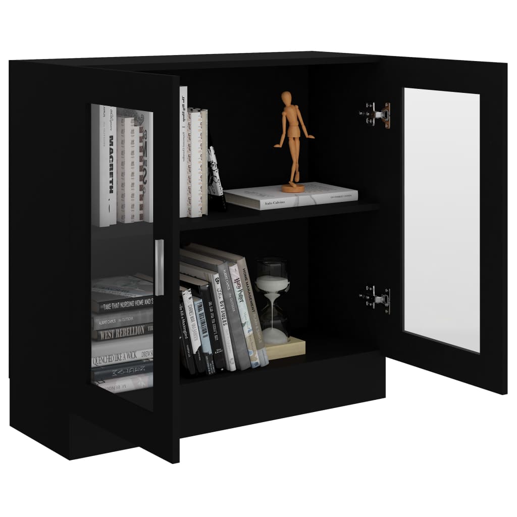 Modern Wooden 2 Glass Doors Vitrine Storage Cabinet Dining Room Unit