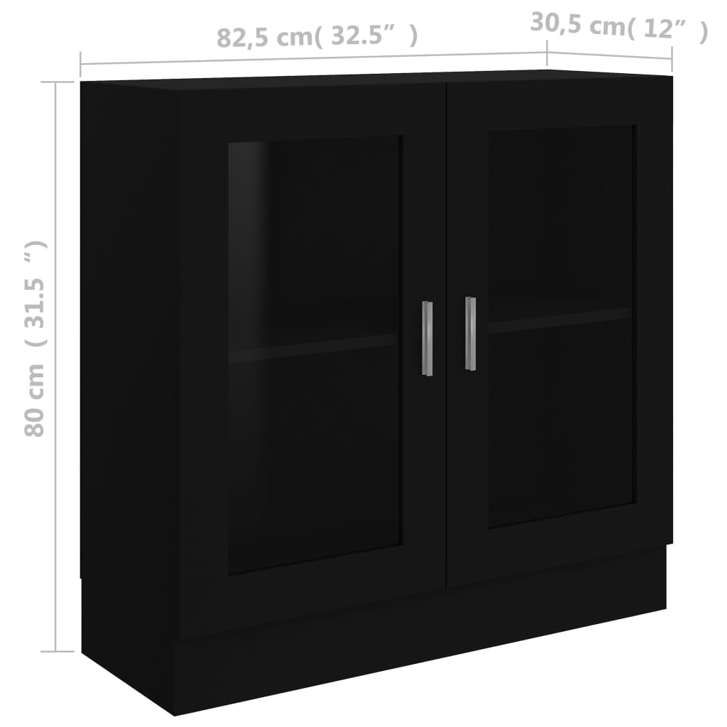 Modern Wooden 2 Glass Doors Vitrine Storage Cabinet Dining Room Unit